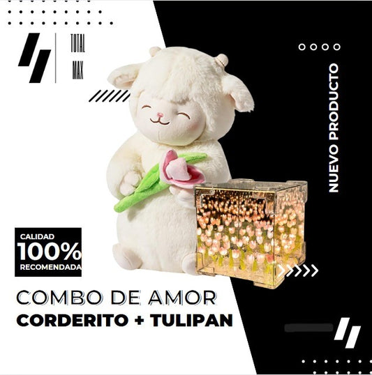 PELUCHE CORDEITO TULIPAN + TULIPAN INFINITO CAJA DE REGALO